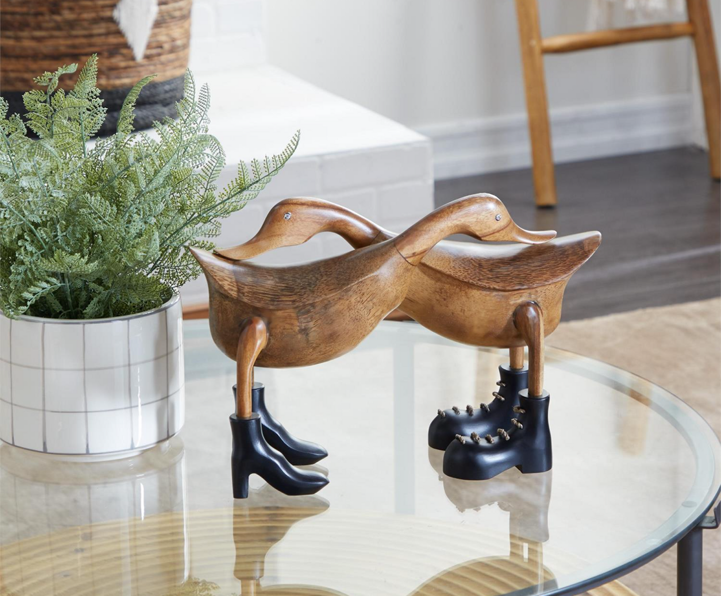 Brown Bamboo Wood Hugging Ducks