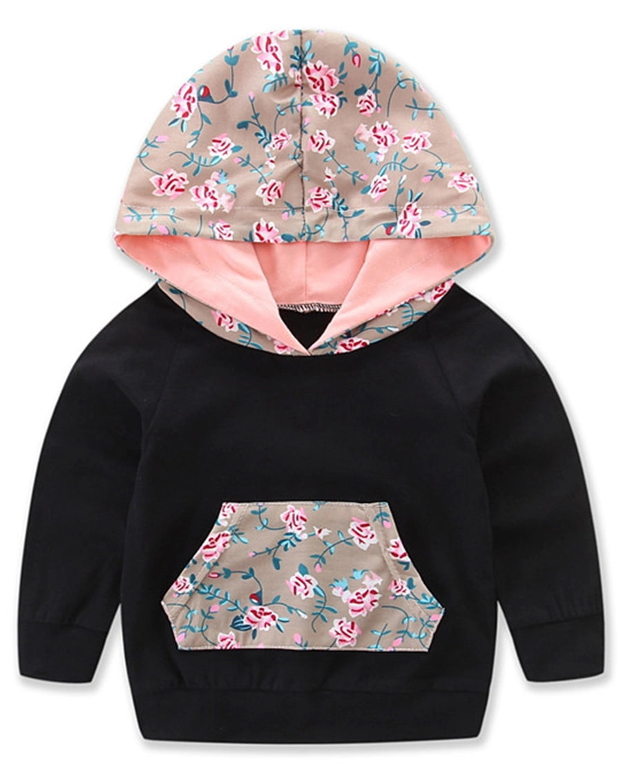 Black-Pink Baby Hoodie, Pants & Headband