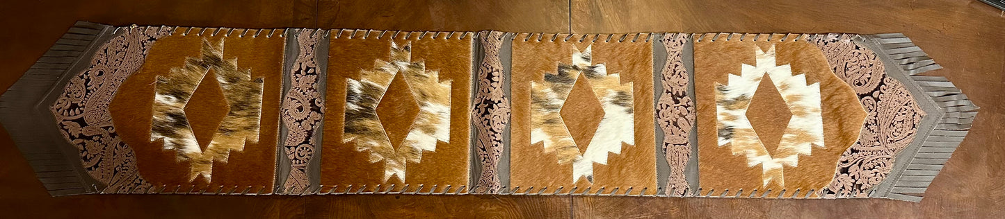 Light Brown/White/Black Table Runner