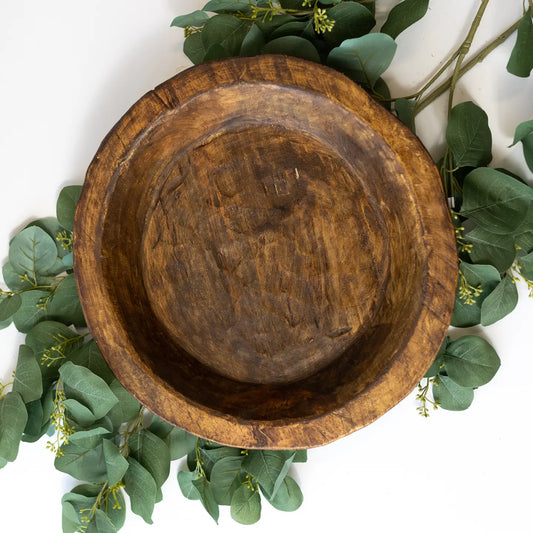 Large Round Wood Dough Bowl