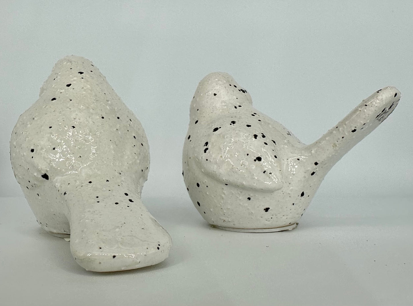 White Ceramic Bird with Black Speckled Detail - Set of 2