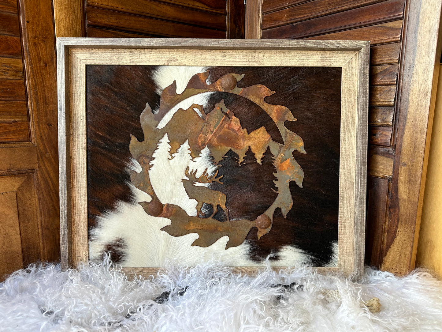 Dark Brown/White 16" x 20" Cowhide Frame