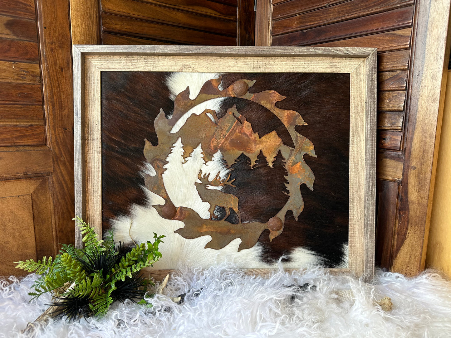 Dark Brown/White 16" x 20" Cowhide Frame