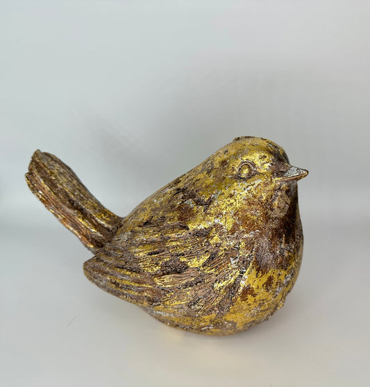 Large Antique Gold Bird with Silver Distressing