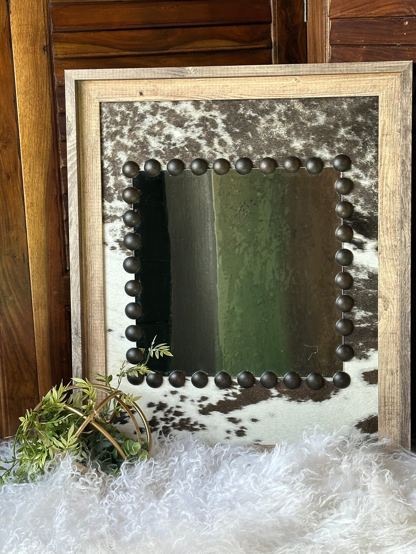 Multi-Color Speckled 19" x 23" Cowhide Mirror