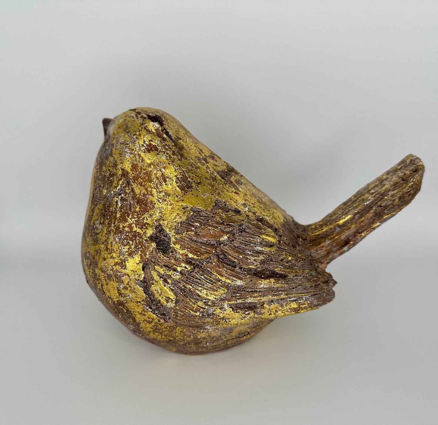 Large Antique Gold Bird with Silver Distressing