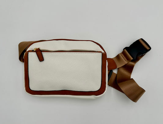 White Fanny Pack with Copper/Brown Accents