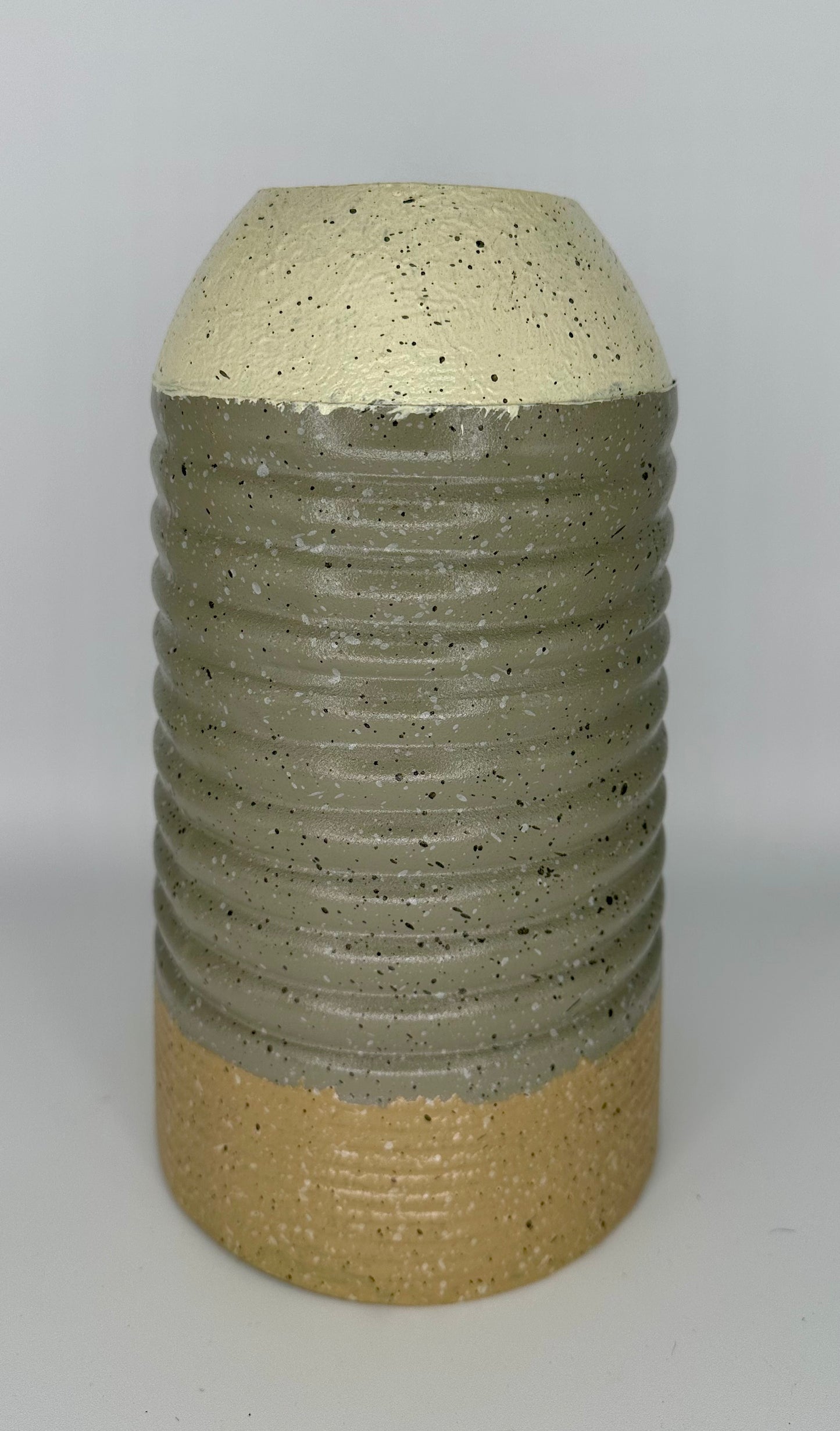 Tri-Colored Ribbed Vase