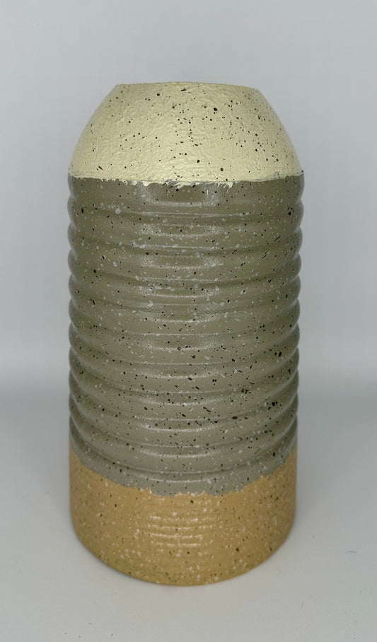 Tri-Colored Ribbed Vase