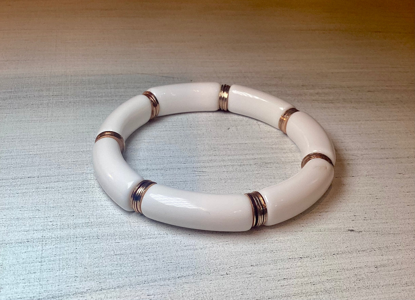 White Bracelet with Gold Accents