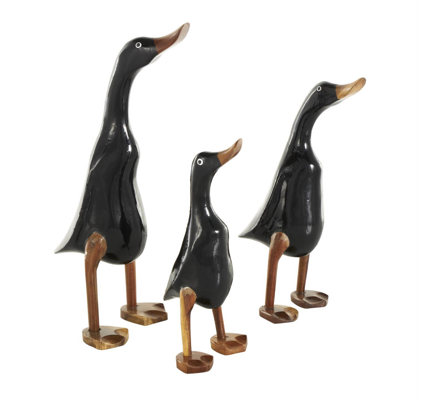 Black Wood Duck Decorative Sculpture with Brown Accents
